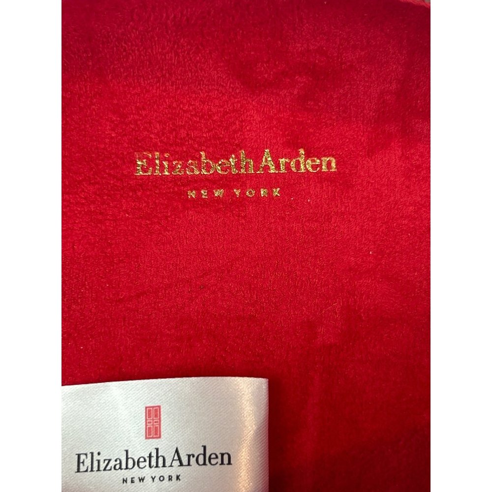 Elizabeth Arden Red Faux Leather Cosmetic Bag Gold Pink Zipper Closure - Picture 6 of 11